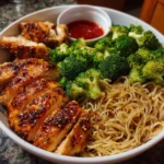spicy garlic chicken broccoli noodles