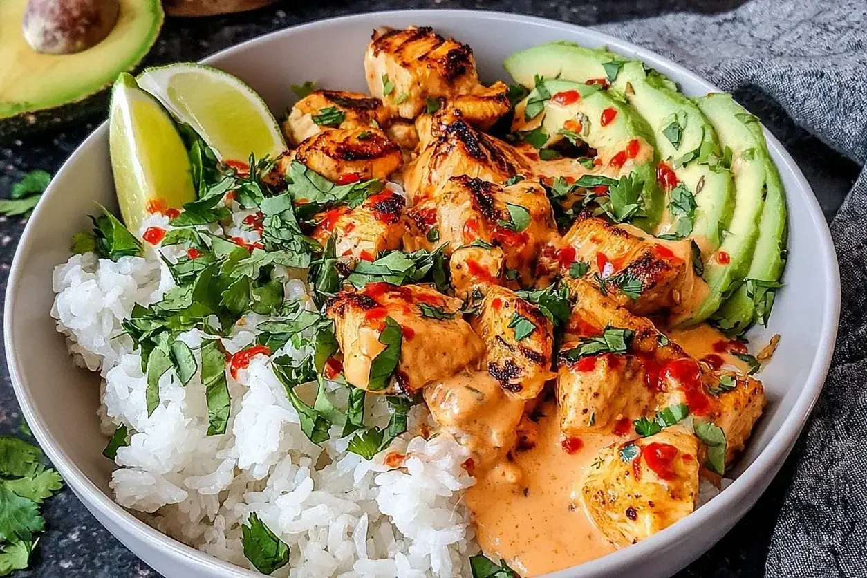 coconut chicken rice bowl