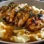 chicken and gravy with mashed potatoes