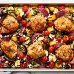 Greek sheet pan chicken dinner
