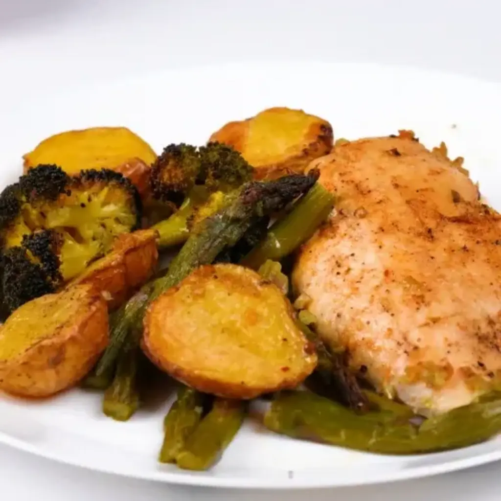 sheet pan garlic butter chicken and veggies
