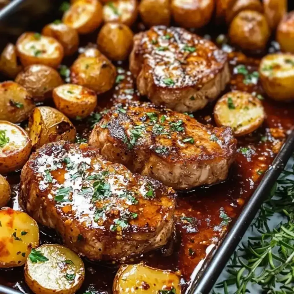 sheet pan pork chops and potatoes