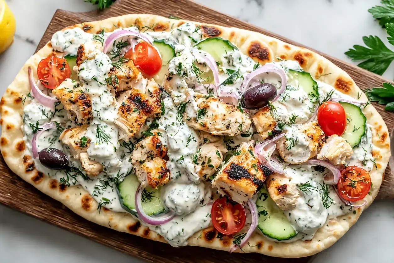 Greek chicken flatbread recipe