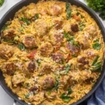 Tuscan Chicken Meatballs and Orzo