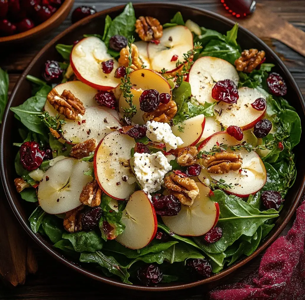 Festive Pear, Apple &amp; Cranberry Salad with Feta Snowflakes